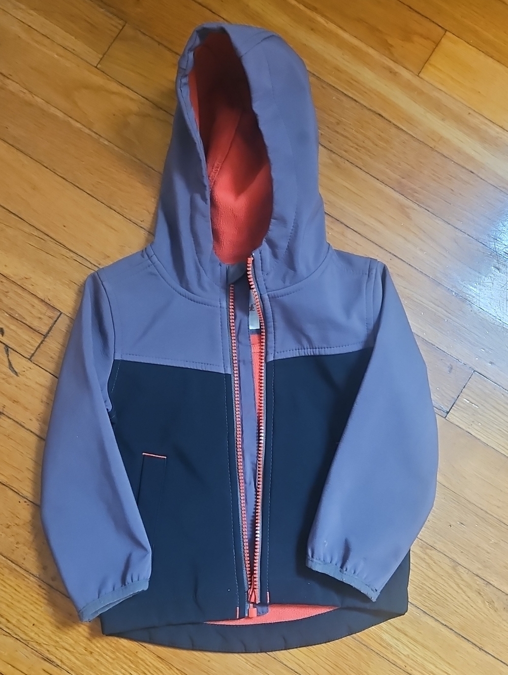 Cat & Jack Two-Tone Hooded Raincoat in Gray, Black & Orange